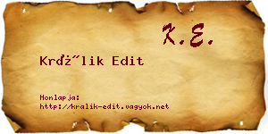Králik Edit névjegykártya